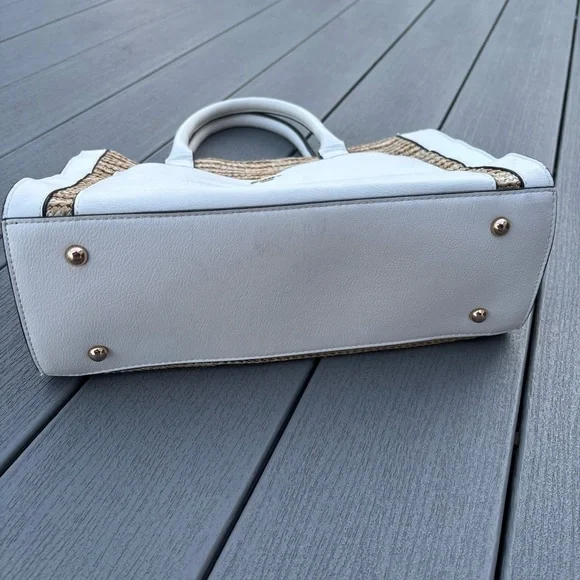 Dune London Blue and Tan raffia rattan satchel - Picture 4 of 8